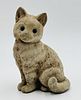 Cast Stone Cat Sculpture With Glass Eyes