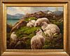 SCENE OF SHEEP RESTING OIL PAINTING