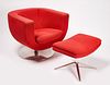Red Modern Chair with Footrest