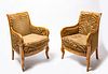 Pair of Antique Bergere Upholstered Chairs