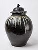 Large Japanese Pottery Jar with Lid