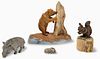 Carved Mineral Squirrel, Bear, Boar, and Dog