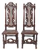 Pair William and Mary Carved Caned Side Chairs