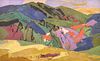 Large Ethel Magafan Landscape Painting, 65"W