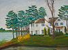 Allan Freelon (1895-1960), "House Near River," Oil on artist board, 12" H x 16" W