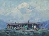 Eustace Paul Ziegler (1881-1969), iEskimo Encampment in Front of Denali (Mt. McKinley)," Oil on canvas laid to canvas, 9.25" H x 12.25" W