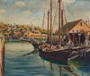 Max Kuehne (1880-1968), Harbor scene, Oil on canvas, 20" H x 24" W