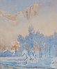 Gunnar Widforss (1879-1934), "Yosemite in Winter," Watercolor on paper, Sheet: 16" H x 13" W