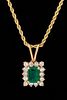 14K Zambian Emerald Diamond Pendant Necklace, AGL