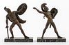 French Patinated Bronze Warrior Sculptures, 2