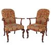 George I Style Needlework and Walnut  Arm Chairs 2