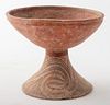 Ancient Thai Ban Chiang Bichrome Footed Bowl