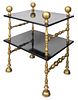Baroque Revival Brass Black Lacquer Etagere Table