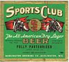 1940 Sports Club Beer Half Gallon Picnic Not In Books Label Burlington Wisconsin