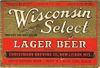 1933 Wisconsin Select Lager Beer Half Gallon Picnic WI371-04 Label New Lisbon Wisconsin
