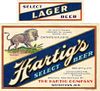1933 Hartig's Select Beer 12oz WI504-04 Label Watertown Wisconsin