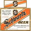 1933 Schwartz Beer 12oz WI153-07 Label Hartford Wisconsin
