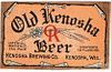 1936 Old Kenosha Beer 12oz WI203-05 Label Kenosha Wisconsin