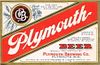1933 Plymouth Beer 12oz WI399-10V Label Plymouth Wisconsin