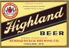 1935 Highland Beer 12oz WI159-08 Label Highland Wisconsin