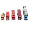 Eight Dinky Toys 1:43 model trucks, buses and cars.