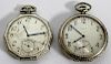 2 Elgin Antique White Gold-Filled Pocket Watches