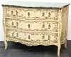 Hand-Painted & Marble Top Serpentine Front Commode