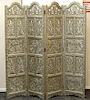 Indian Carved Wood & German Silver-Covered Screen