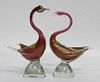 Pair of Venetian Murano Glass Swans