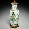 Chinese famille vert rouleau vase lamp