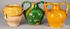 Three large French Jaspé redware vessels