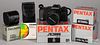 Pentax A3000 35mm camera, with various accessories