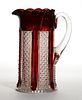 MCKEE'S RAINBOW - RUBY-STAINED WATER PITCHER