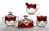 NEW MARTINSVILLE NO. 721 / STUDIO - RUBY-STAINED FOUR-PIECE TABLE SET