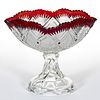 DUNCAN NO. 20 / GRATED DIAMOND AND SUNBURST - RUBY-STAINED OPEN COMPOTE