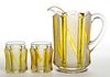 STIPPLED BAR - AMBER-STAINED THREE-PIECE WATER SET