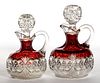 TARENTUM'S ATLANTA (OMN) / ROYAL CRYSTAL - RUBY-STAINED CRUETS, LOT OF TWO