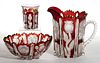 DELTA - RUBY-STAINED ARTICLES, LOT OF THREE
