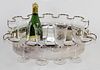Silverplate champagne cooler with glass rack