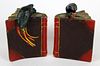 Pair of polychrome bronze plated bookends
