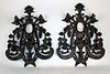Pair of pierce carved wood wall sconces