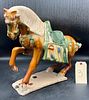 POTTERY DECORATED HORSE FIGURE