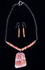 Navajo Discoidal Spiny Oyster Necklace & Earrings
