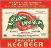 1939 Gipps Amberlin Draught Keg Beer Half Gallon Picnic IL91-21 Label Peoria Illinois
