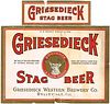 1934 Griesedieck Stag Beer 12oz IL6-20 Label Belleville Illinois