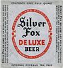 1939 Silver Fox De Luxe Beer 32oz One Quart Unpictured. Label Chicago Illinois