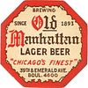 1934 Old Manhattan Lager Beer 4¼ inch coaster IL-MAN-2 Coaster Chicago Illinois