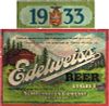1933 Edelweiss Beer Dark 12oz IL44-24 Label Chicago Illinois