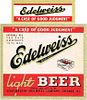 1948 Edelweiss Light Beer 12oz IL45-18 Label Chicago Illinois