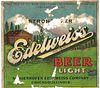 1934 Edelweiss Light Beer 12oz IL45-08 Label Chicago Illinois